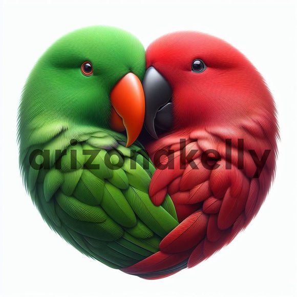 3x3 magnet eclectus parrots heart - Picture 1 of 5
